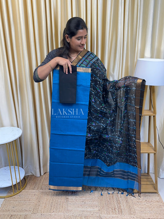 Mangalgiri Cotton-Peacock Blue