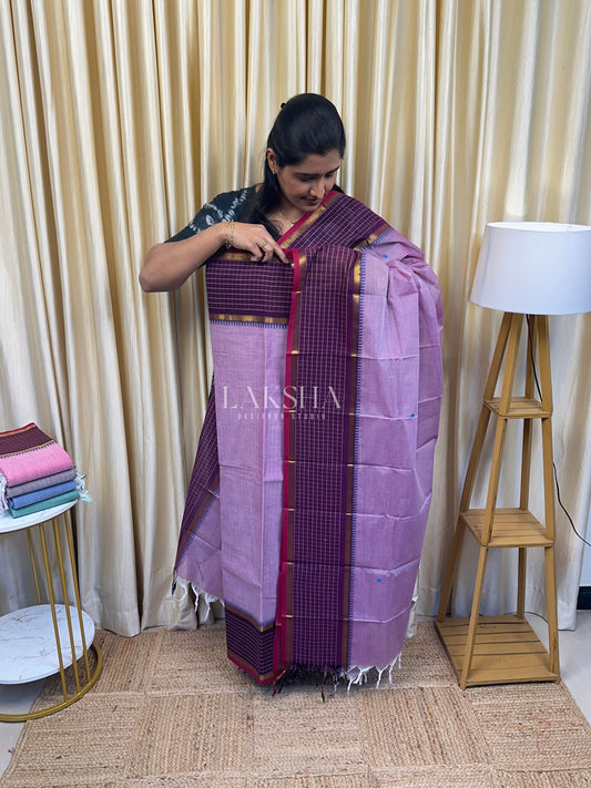 Lilac Pastel Chettinad Cotton