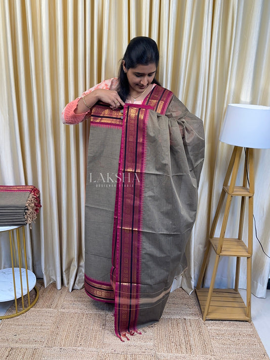 Ginger with Magenta Chettinad Cotton