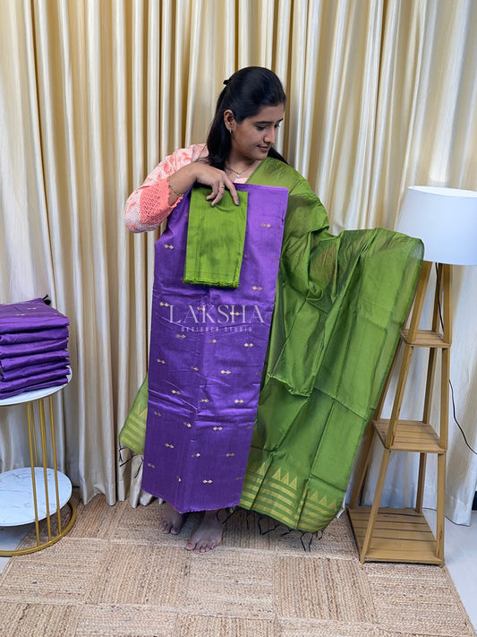 Lilac and Green Slub Sico