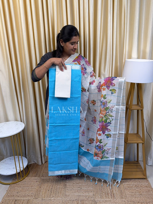 Sky Blue Mangalgiri Cotton