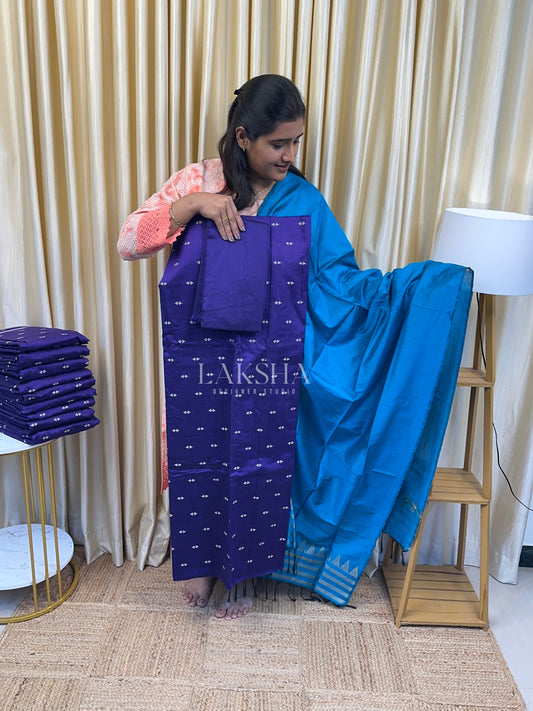 Violet and Blue Slub Sico Salwar Suit