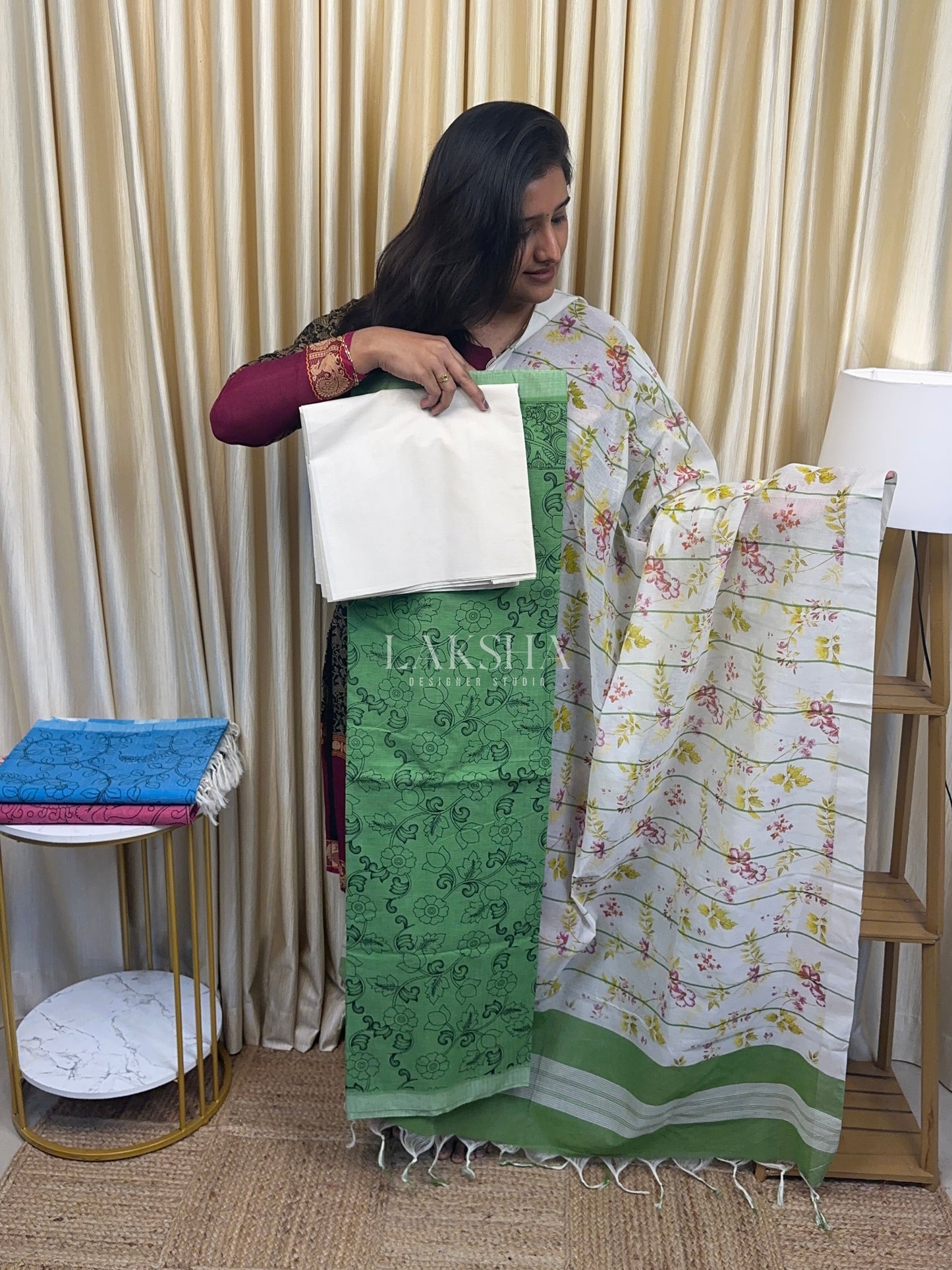 Printed Mangalgiri Cotton Salwar Suit-Green