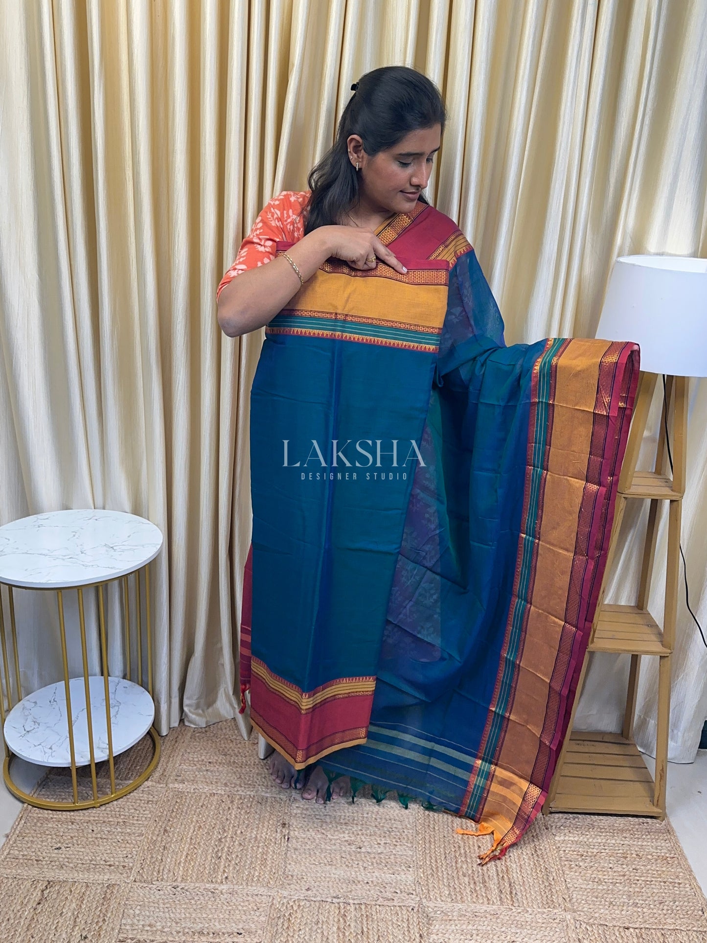 Peacock Blue(Dual tone) Ganga Jamuna Border Narayanpet