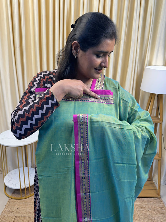 Ice Blue and pink Narayanpet small border