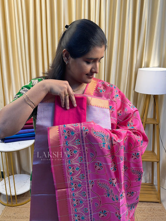 Rose Gold-Mangalgiri Pattu Small Border
