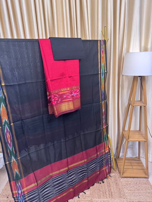 Pochampalli Temple Border Red and Black-PTB7