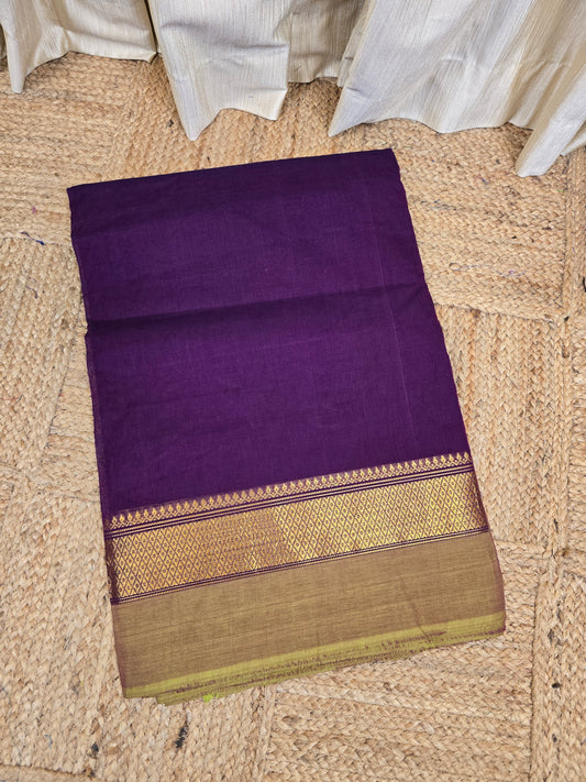Cut and Fit Chettinad Cotton Running Material(1 METER)-Violet and Green