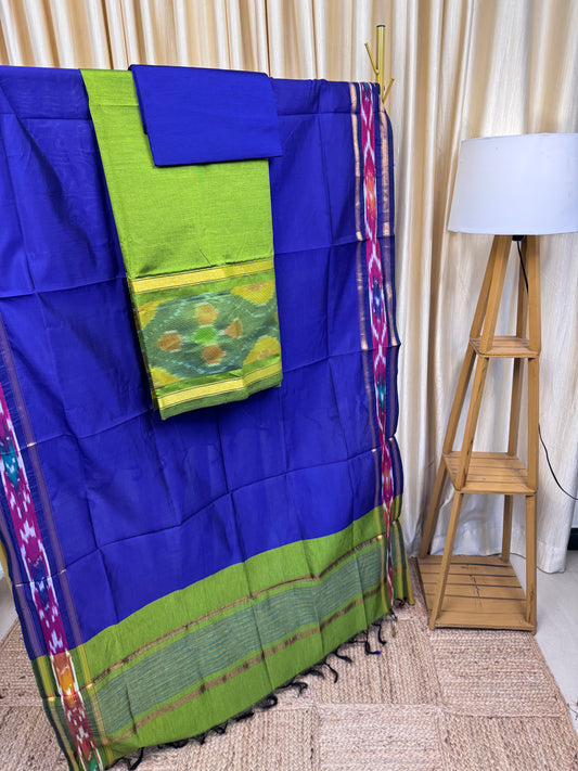 Pochampalli straight border Green and violet -PSTB5