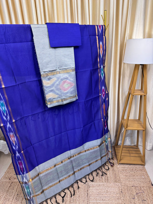 Pochampalli Rudraksha border Grey and  violet -PRB1