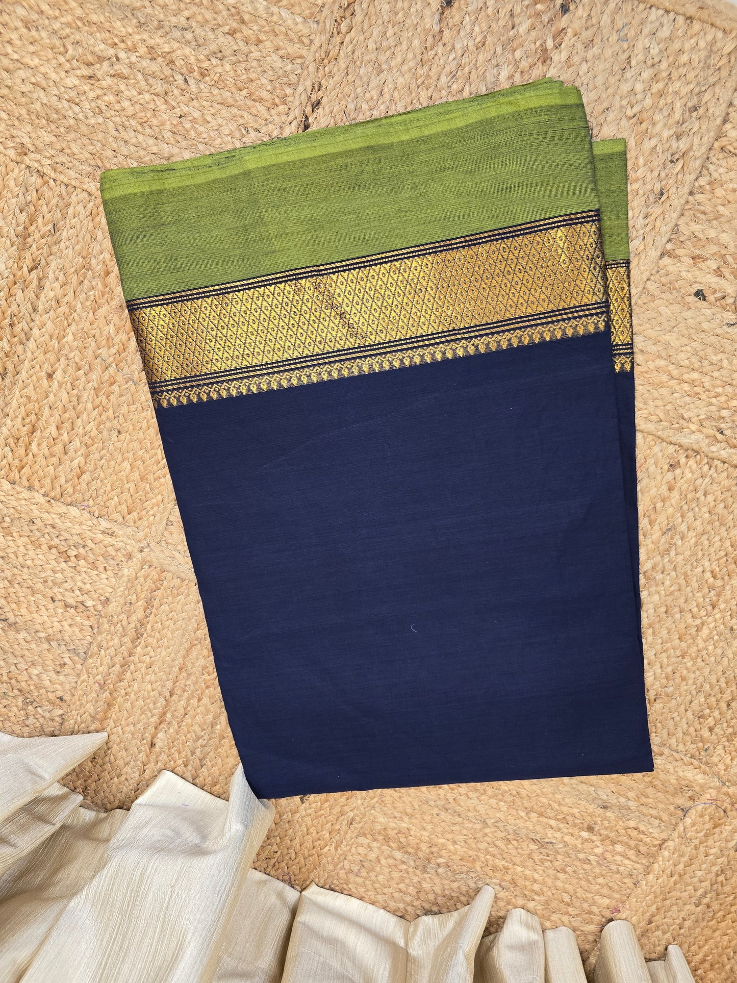 Cut and Fit Chettinad Cotton Running Material(1 METER)-Blue and Green